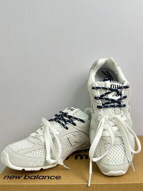 Miu Miu x New Balance Grey and White Retro Casual Running Shoes